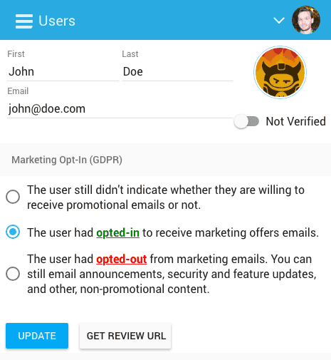 freemius dashboard user profile is marketing allowed flag