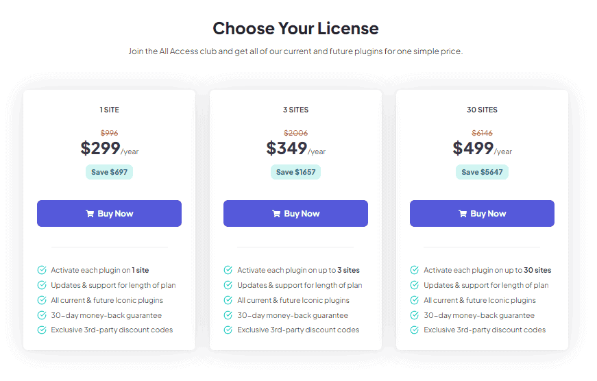 Iconic WP All Access Club membership packages